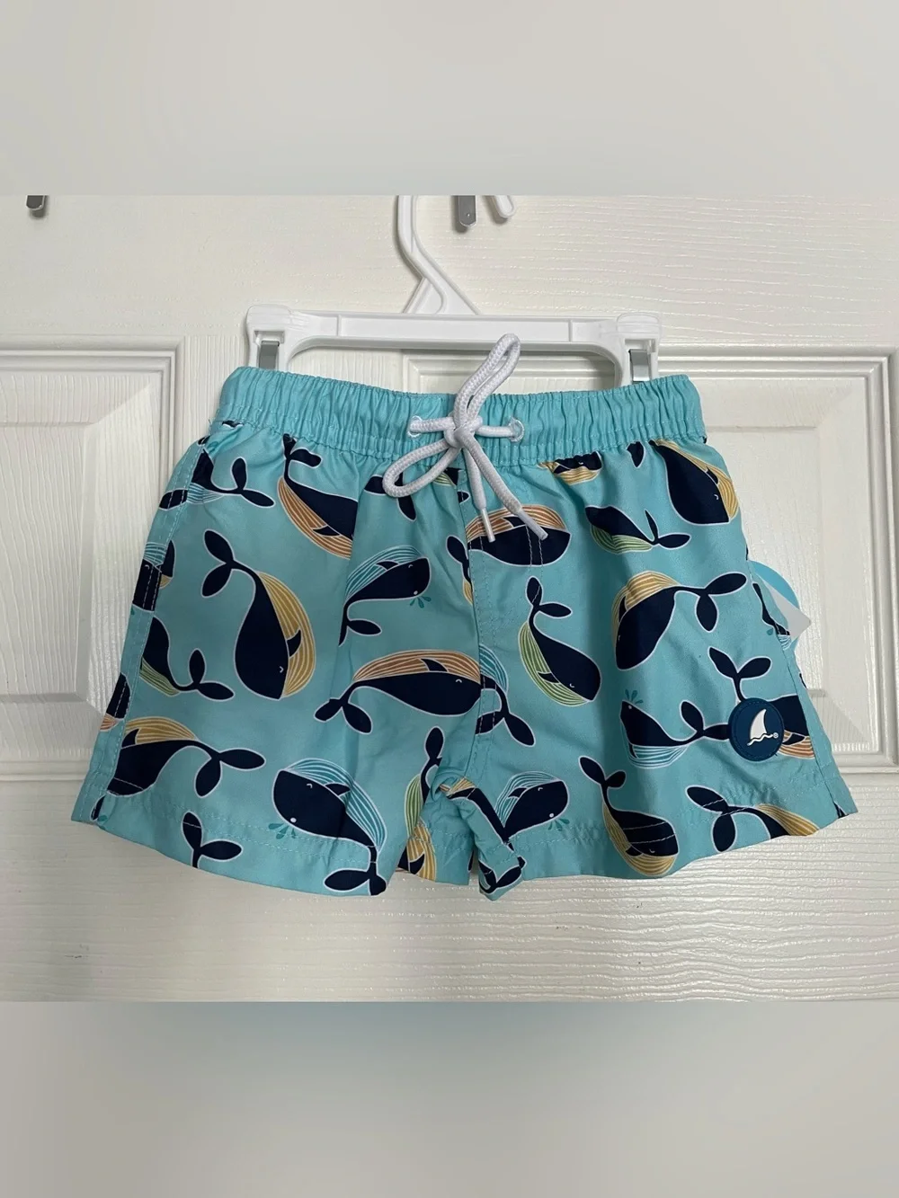 NWT Heat Swimwear INC Kids 3-6 months Whale Print Swim Shorts Light Blue